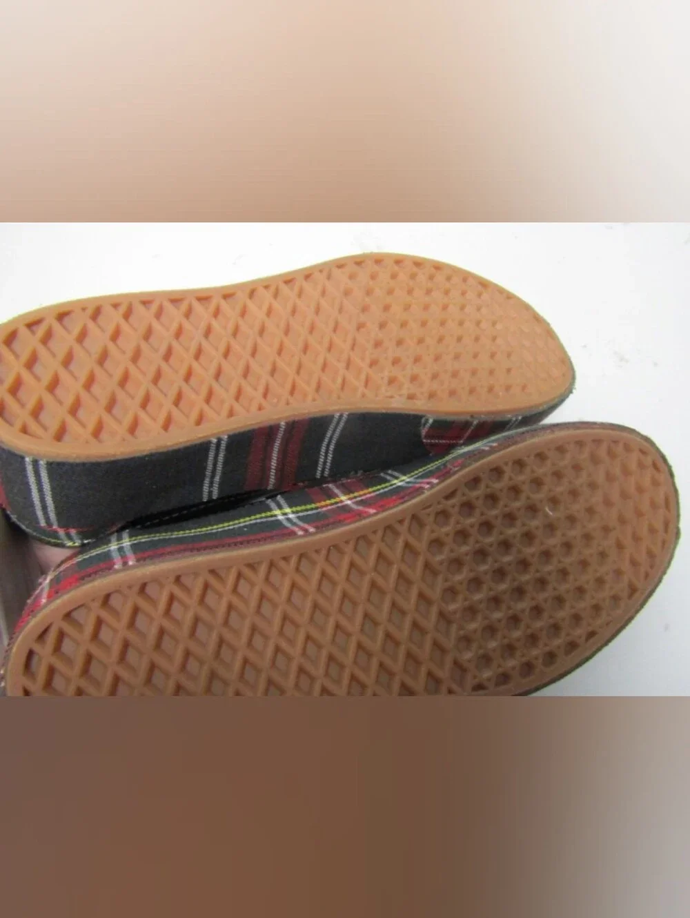 Vans Classic Slip-On Platform Patent Plaid Size M8 W9.5 Used Exc